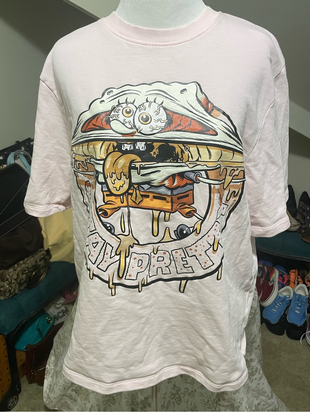Only - Pink Graphic Burger Cat Tee